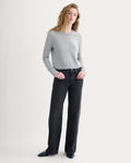 Cashmere Cropped High-V Sweater | Light Heather Grey