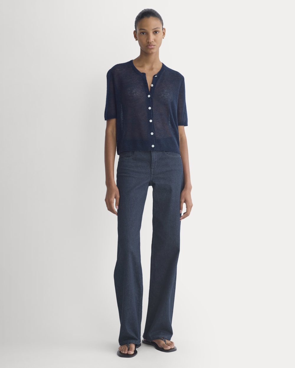 The Air Alpaca? Short-Sleeve Cardigan | Navy