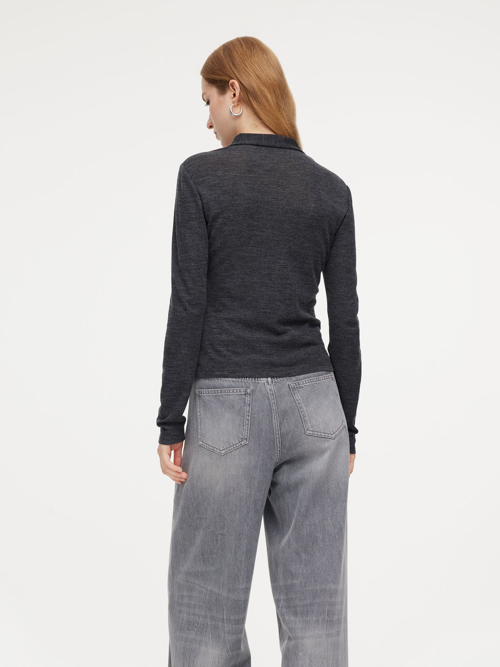 Wool Blend Mock-Layered Women Knit Top