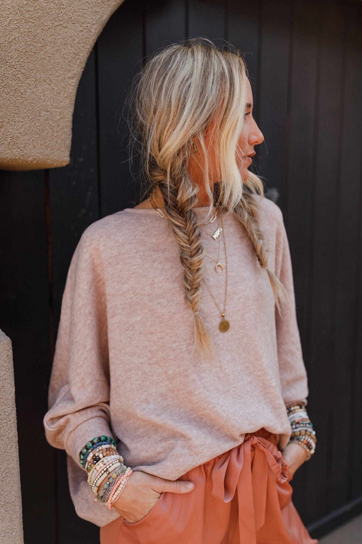 The Nest Fly With Me Batwing Sleeve Knit Sweater - Sand - Pre Order