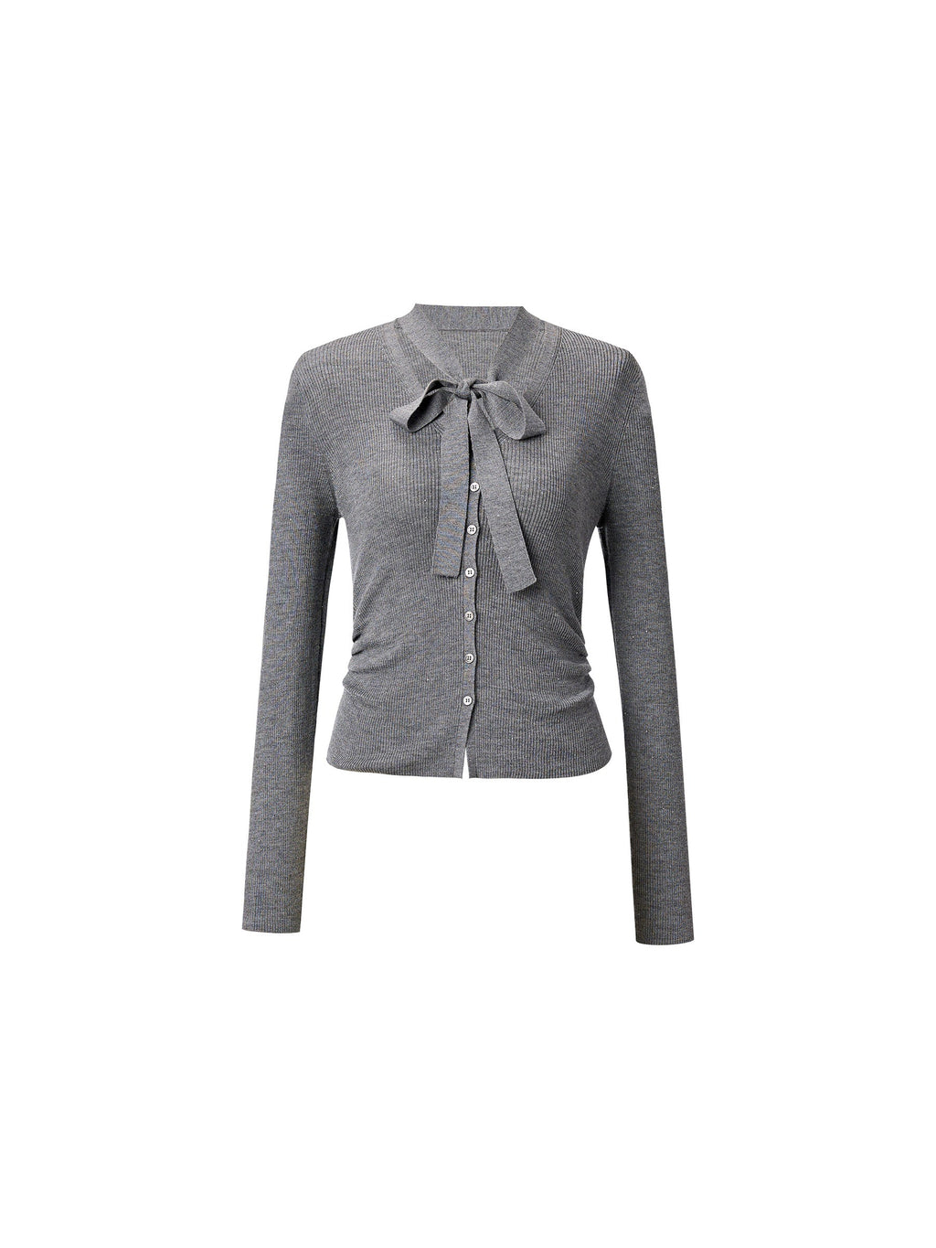 Wool Blend Ribbon V-Neck Women Cardigan