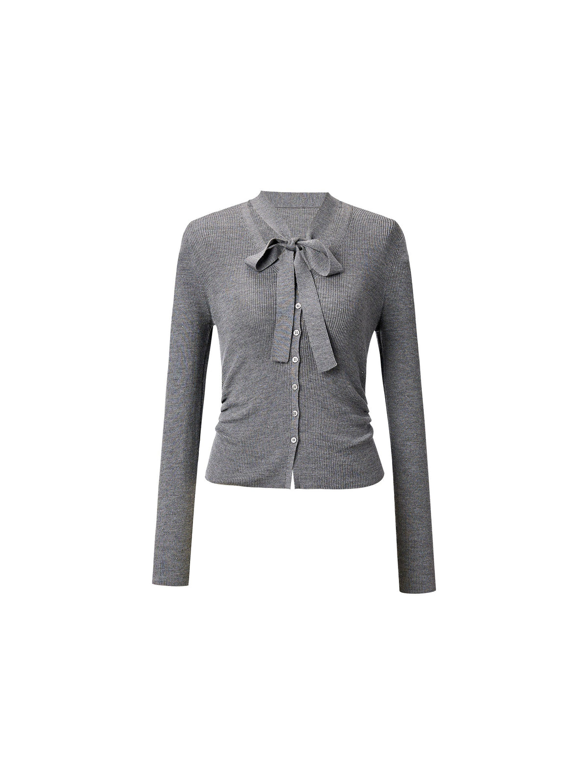 Wool Blend Ribbon V-Neck Women Cardigan