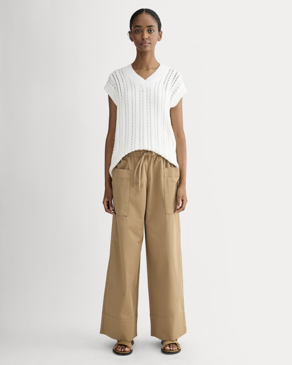 The Mesh Cable Vest in Everyday Cotton | White