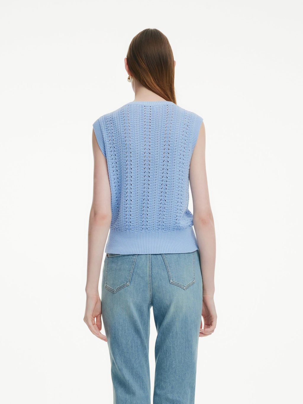 100% Cotton Textured Women Knit Vest With Detachable Knit Flower