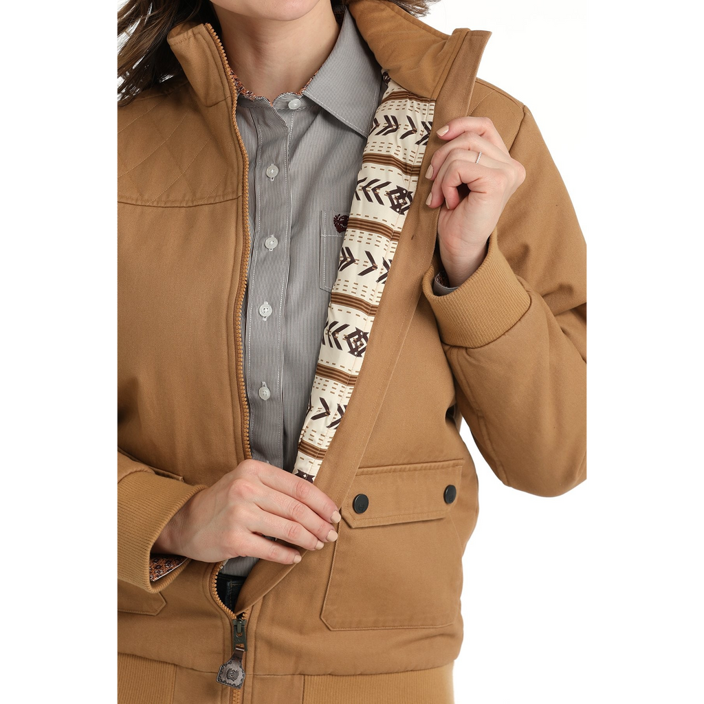 Cinch Women's Canvas Bomber Jacket - Brown