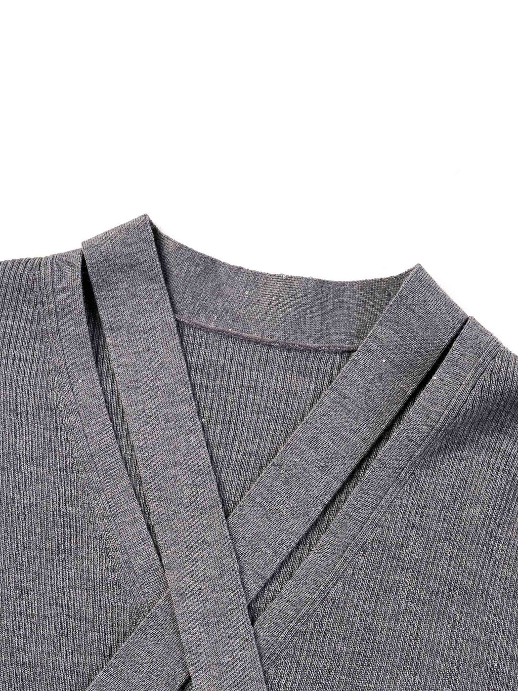 Wool Blend Ribbon V-Neck Women Cardigan