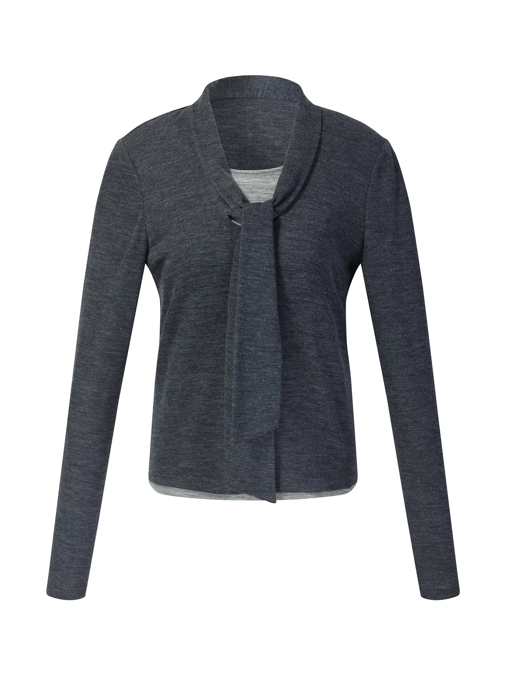 Wool Blend Mock-Layered Women Knit Top