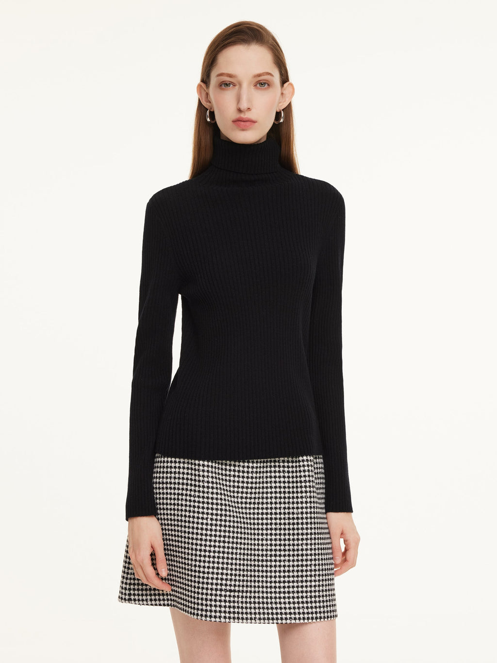 100% Wool Turtleneck Women Knit Top