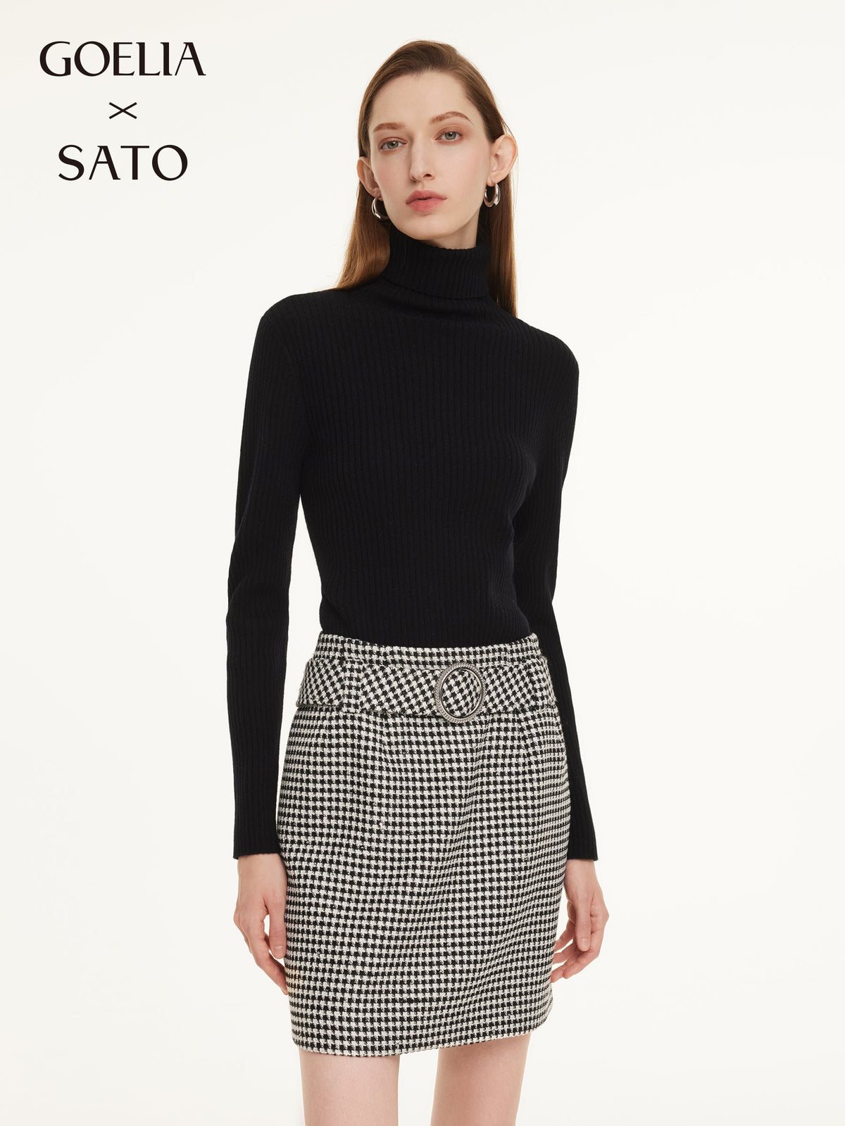 100% Wool Turtleneck Women Knit Top