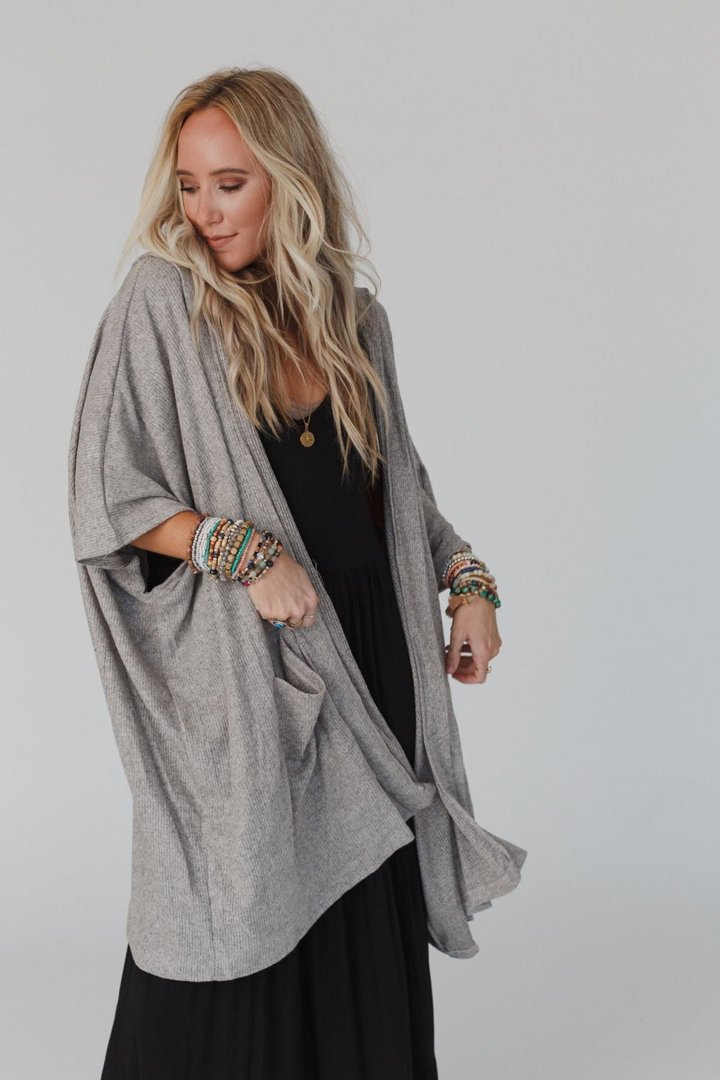 The Nest Boho Essential Hooded Ribbed Sweater - Oatmeal - Pre Order