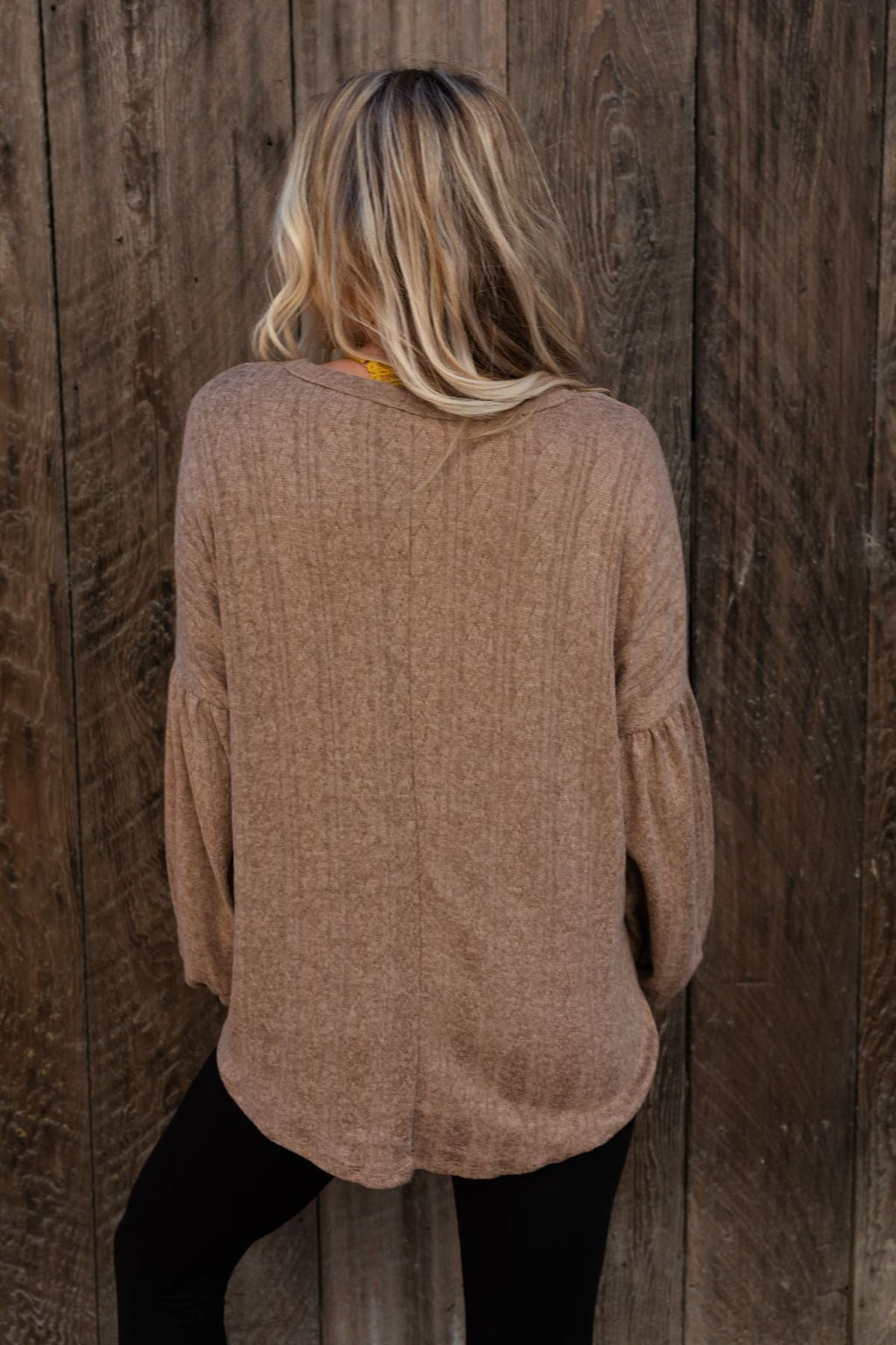 The Nest Sweet Heart Balloon Sleeve Knit Sweater - Mocha