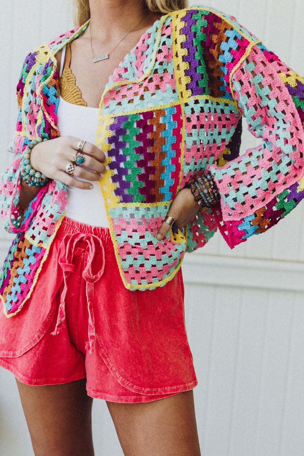 Colorwaves Crochet Cardigan - Pink - Pre Order