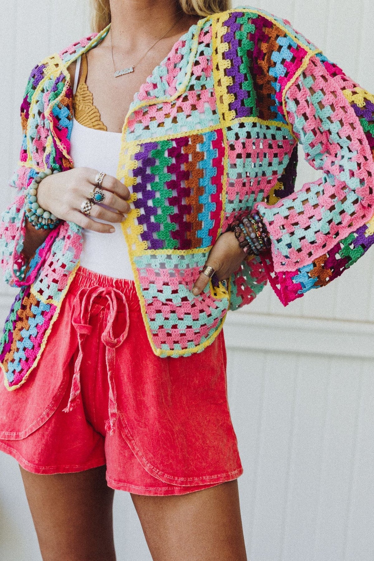 Colorwaves Crochet Cardigan - Pink - Pre Order