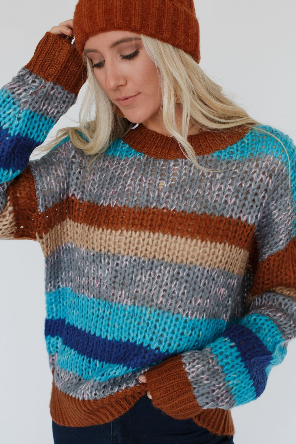 Go For It Striped Sweater - Blue