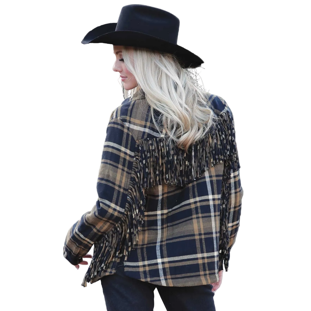 Cruel Women's Long Sleeve Plaid Shirt Jacket - Black