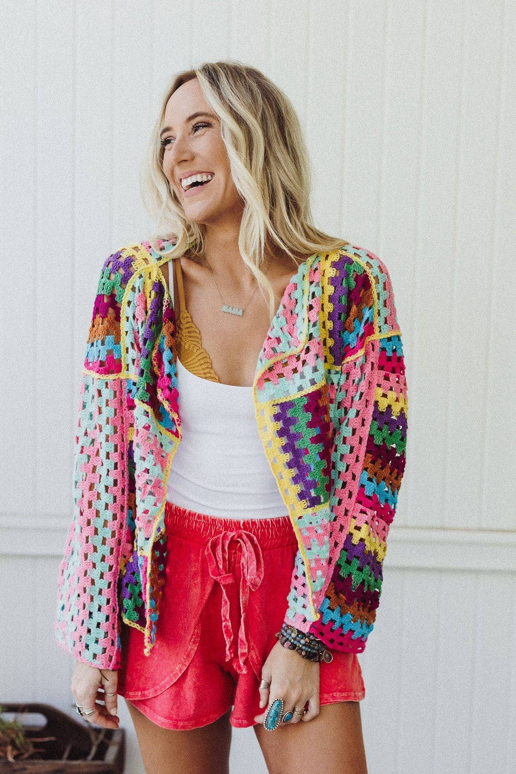Colorwaves Crochet Cardigan - Pink - Pre Order