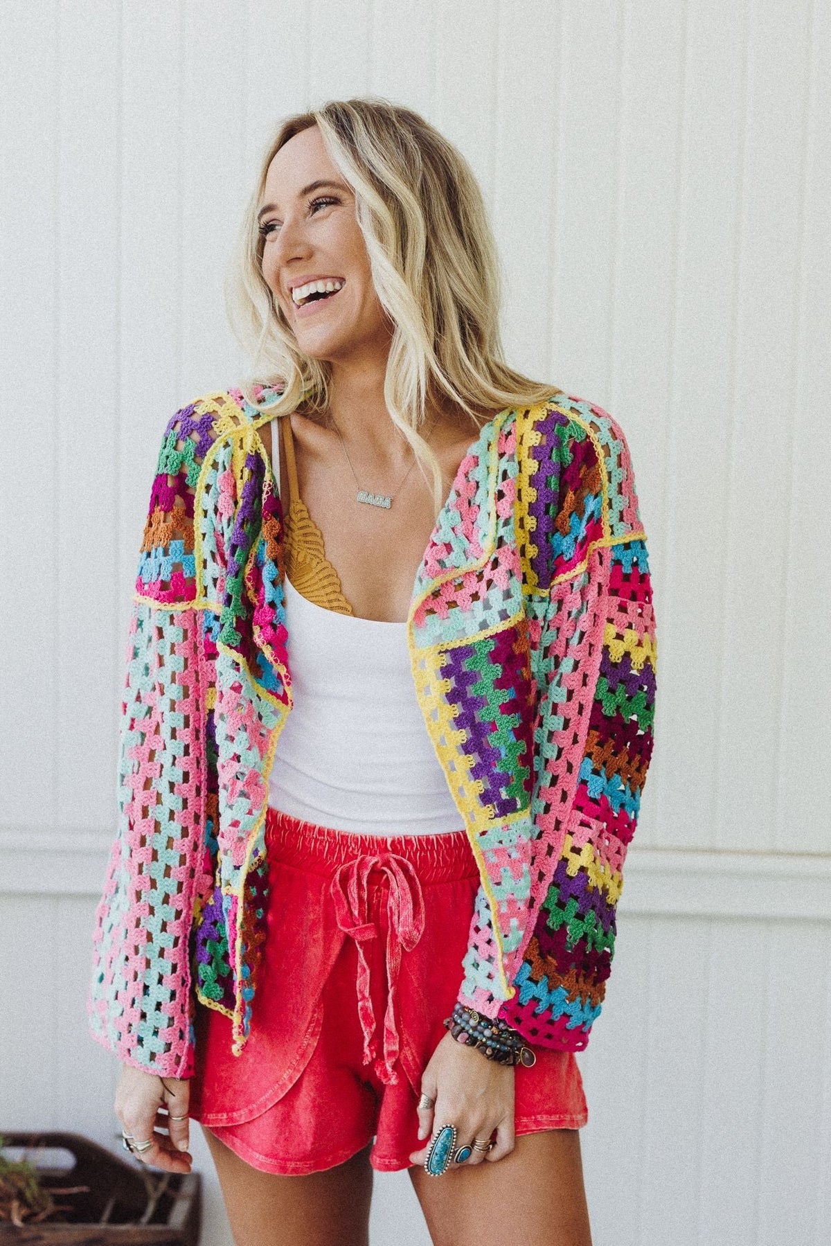 Colorwaves Crochet Cardigan - Pink - Pre Order
